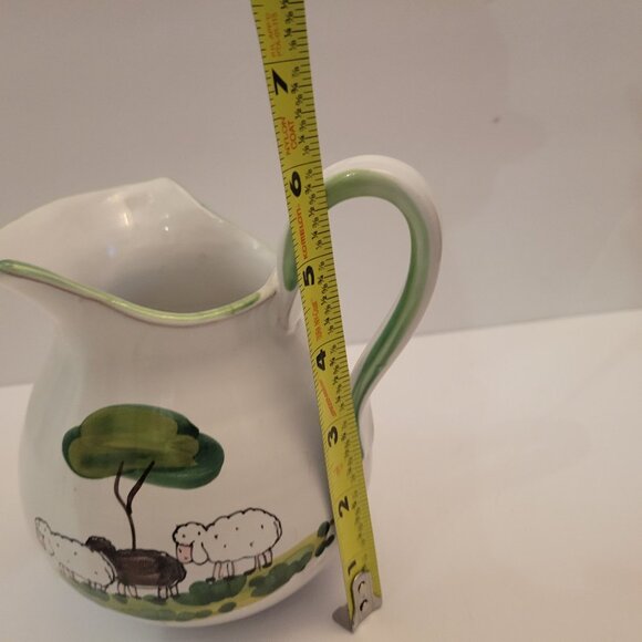 Vintage Italian Art Pottery Pitcher With Sheep & Tree Design - Picture 9 of 9